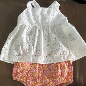 Kelly’s Kids White Eyelet Top with Pink Eleanor Rose Floral Bloomers